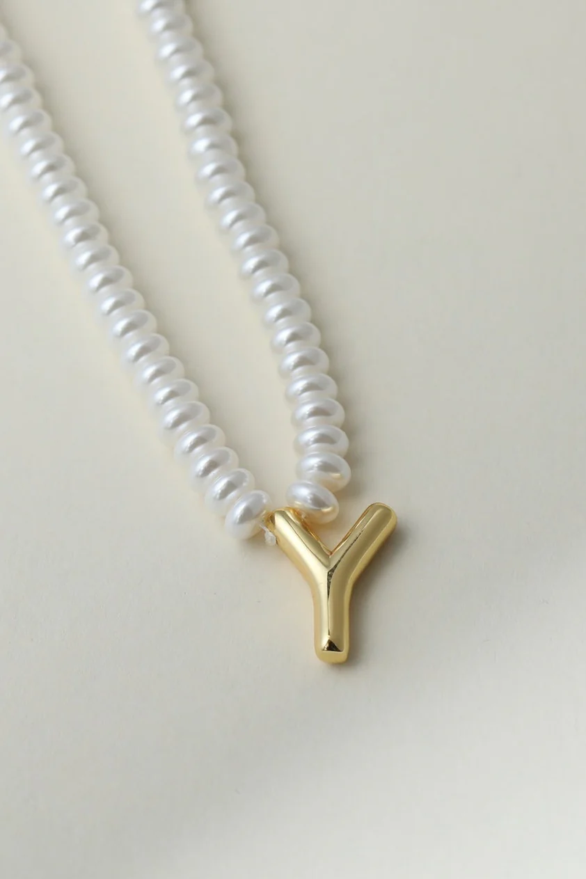 The Pearl Bubble Letter Necklace - Image 29