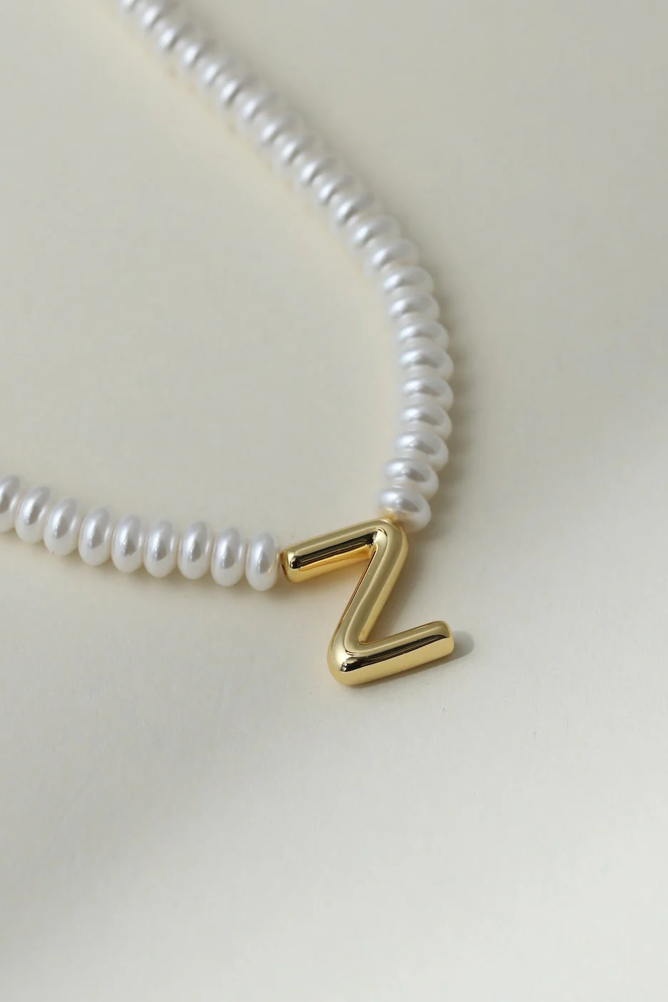 The Pearl Bubble Letter Necklace - Image 3