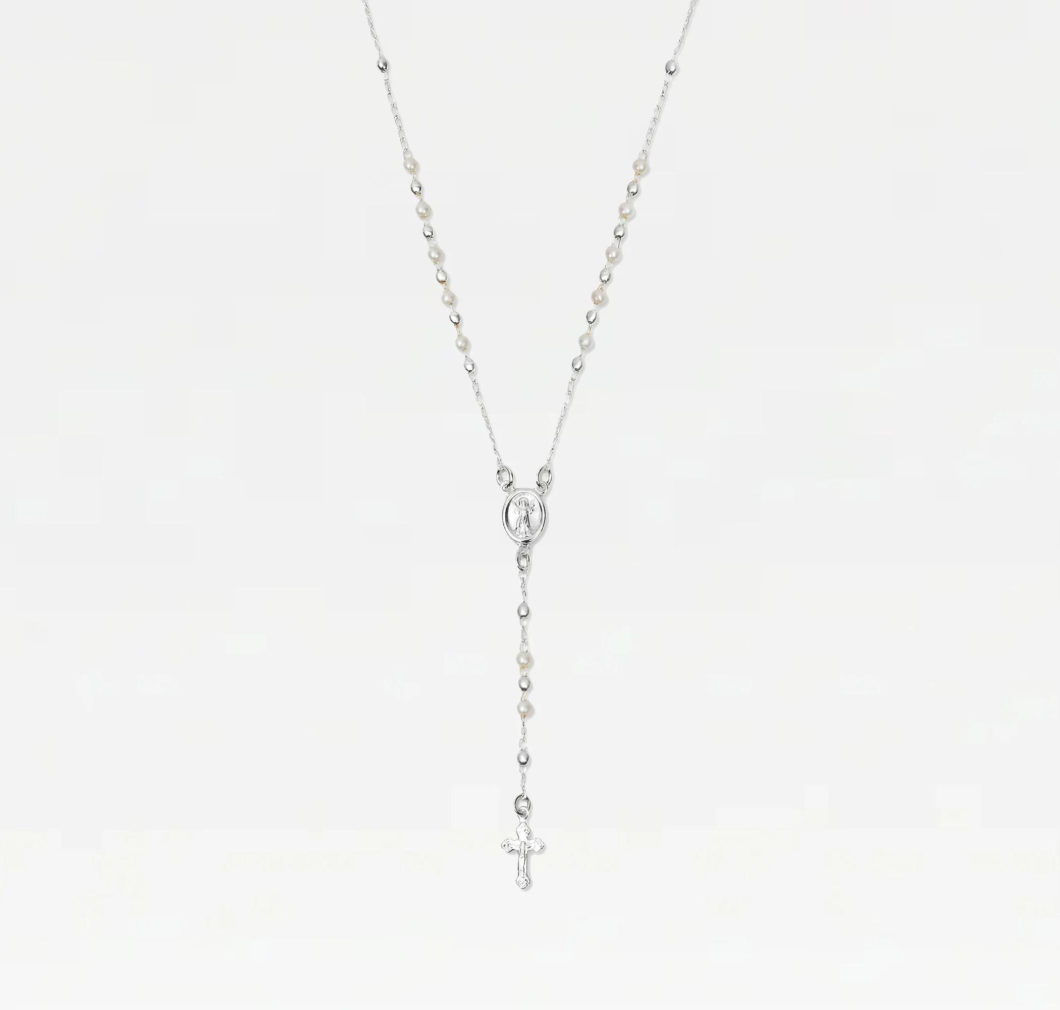 The Pearl Mary Rosary Cross Necklace - Image 3