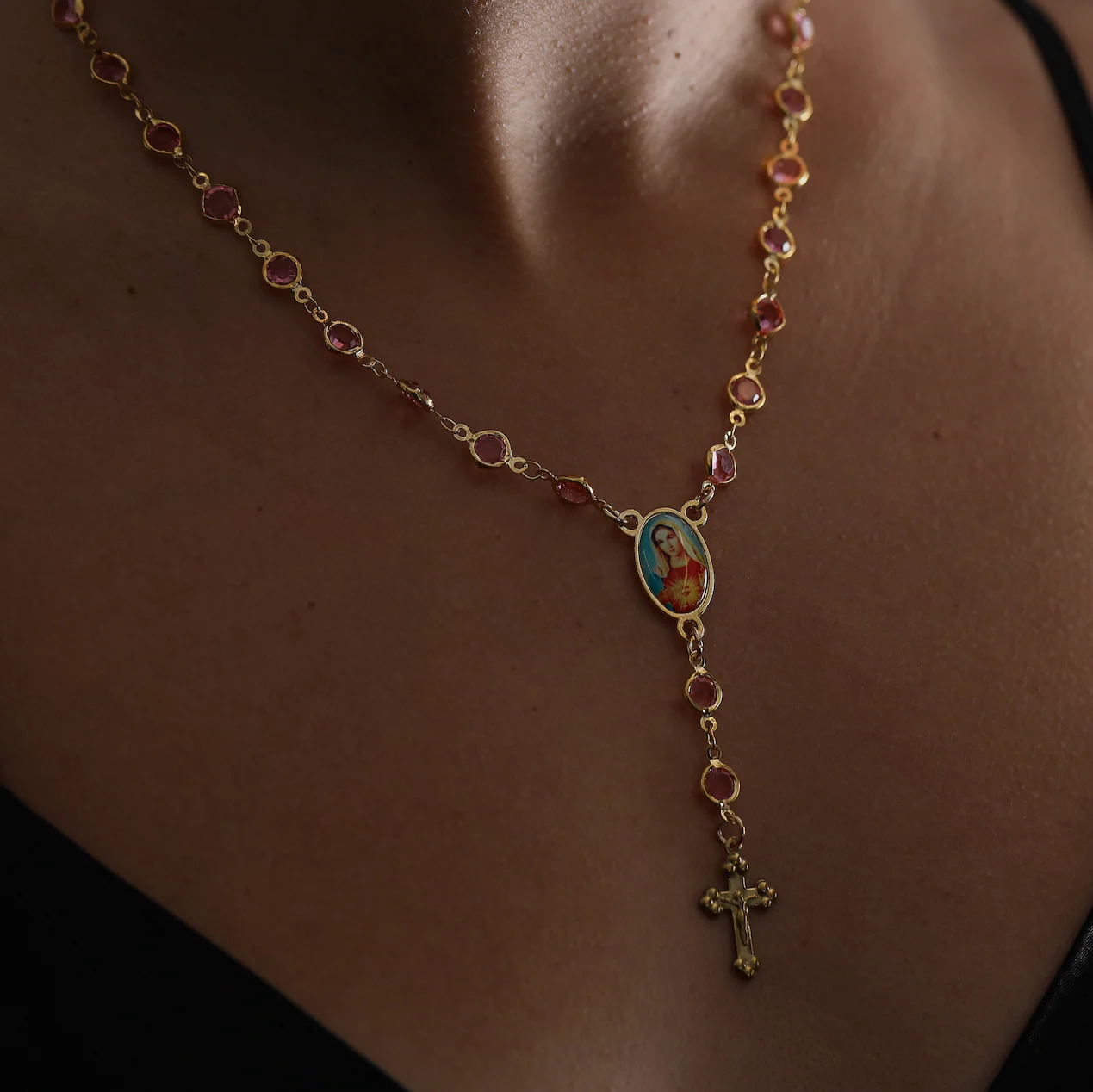 The Pink Crystal Rosary Necklace - Image 4