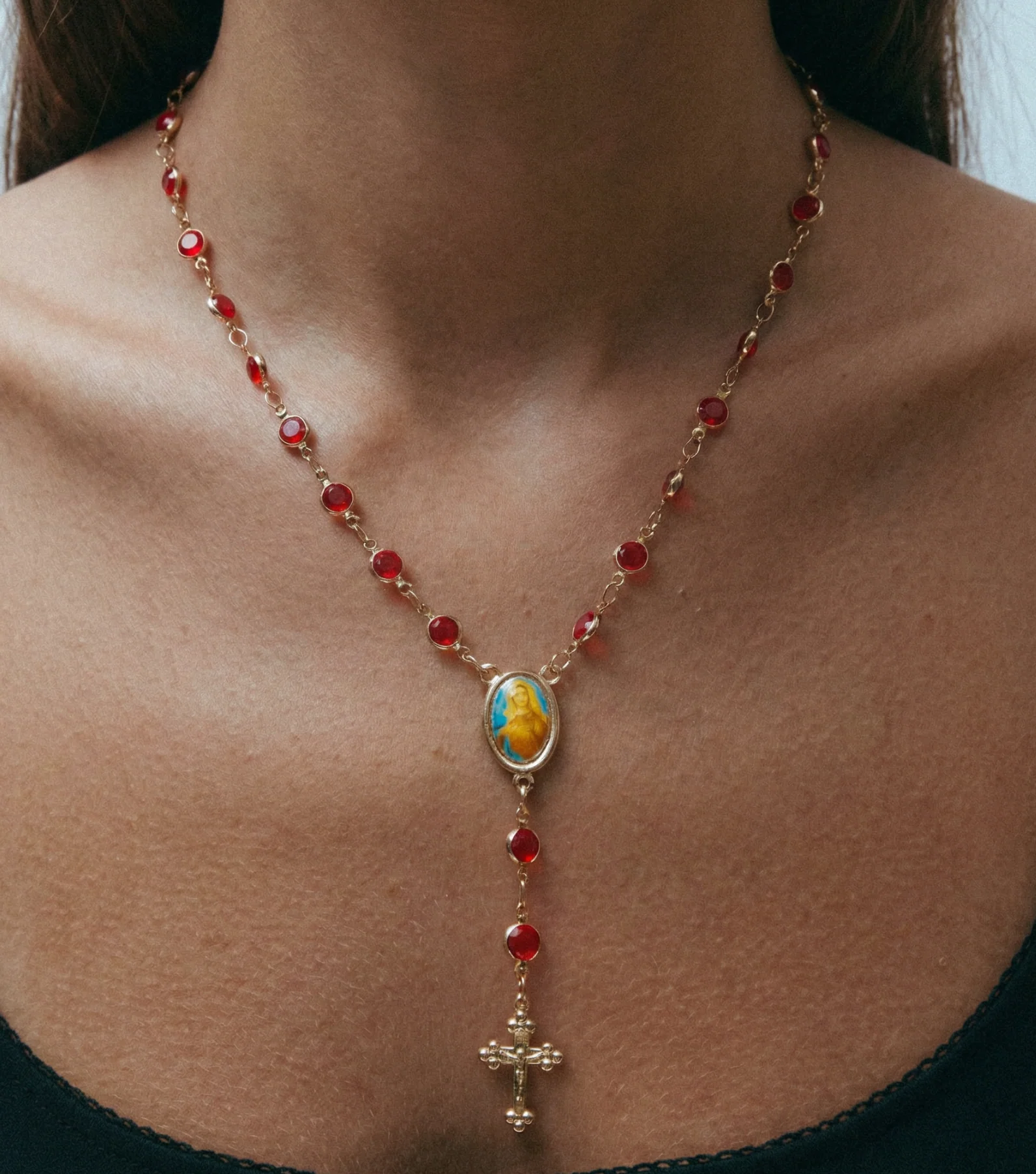 The Red Stone Rosary Necklace - Image 3