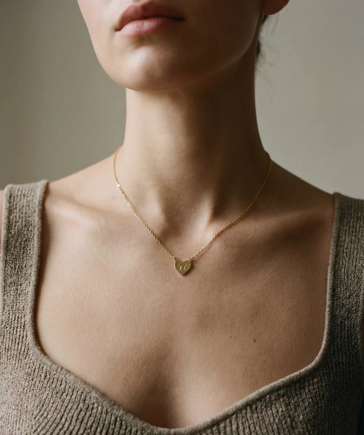 The Script Engraved Heart Letter Necklace - Image 2