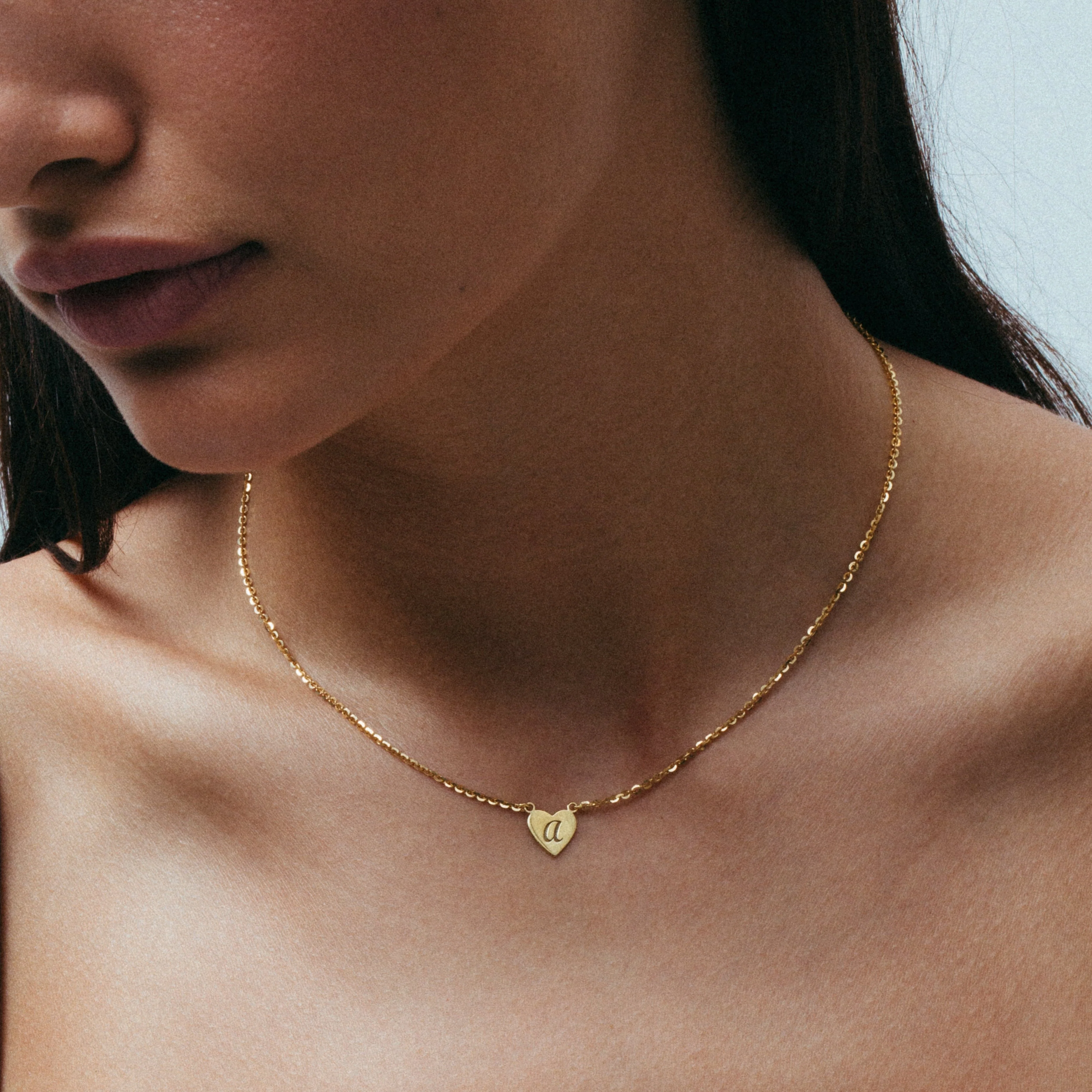 The Script Engraved Heart Letter Necklace - Image 4