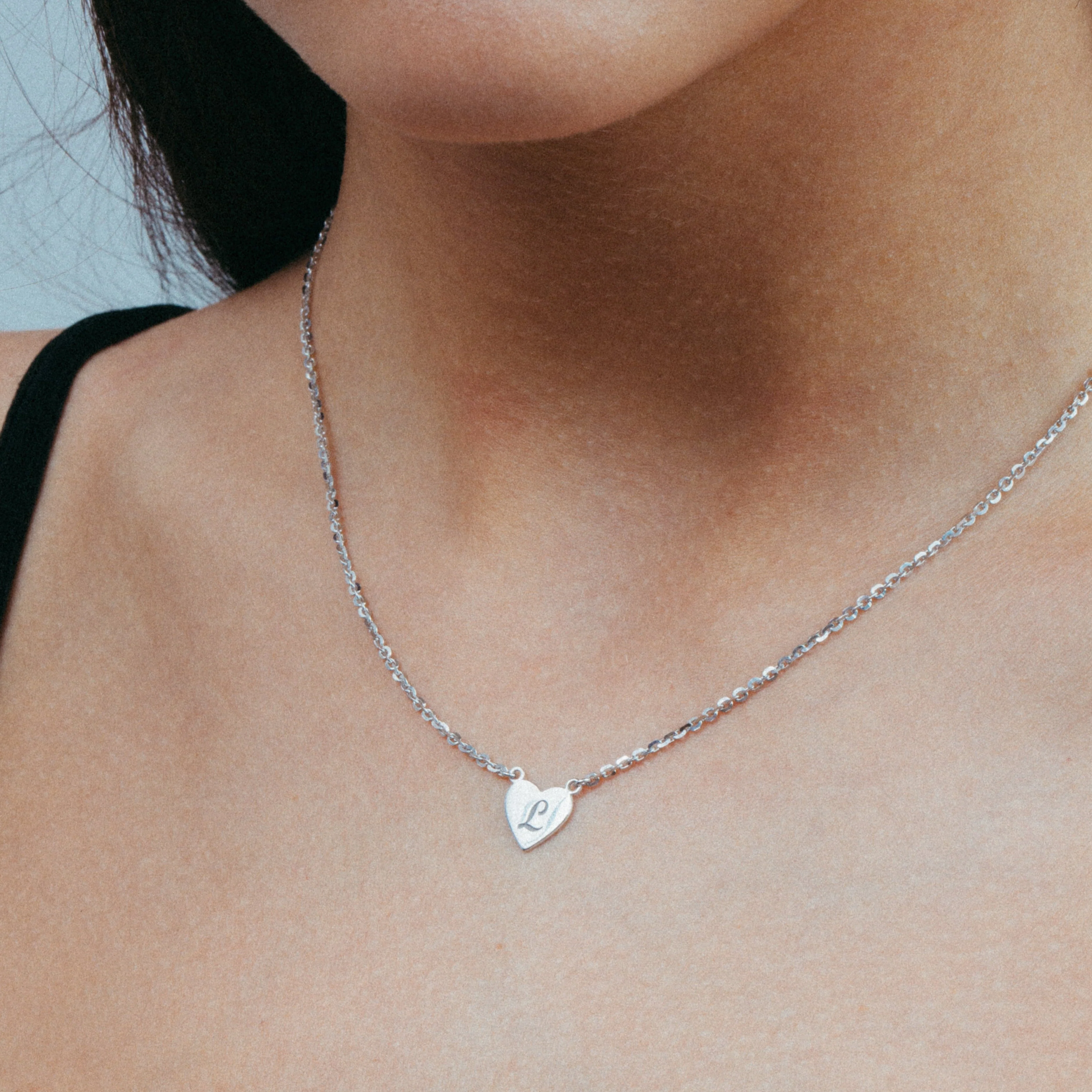 The Script Engraved Heart Letter Necklace - Image 5