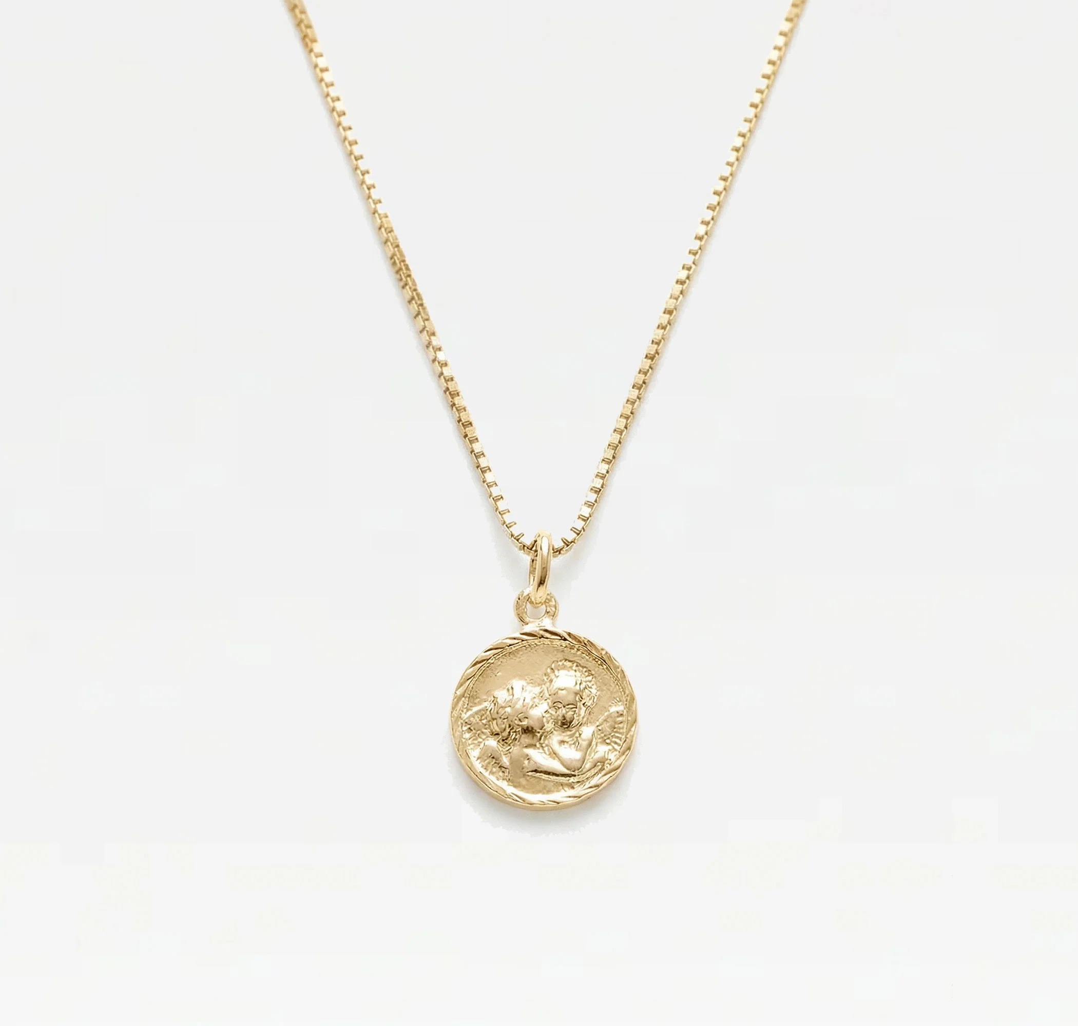 The Tiny Round Disc Angel Necklace - Image 3