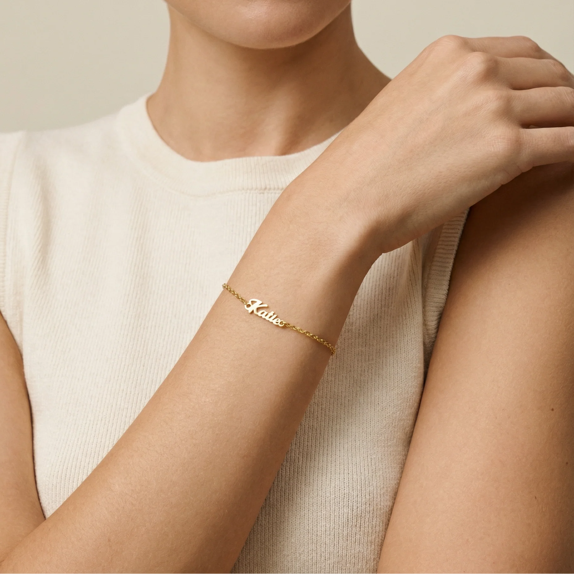 The Tiny Script Nameplate Bracelet - Image 2