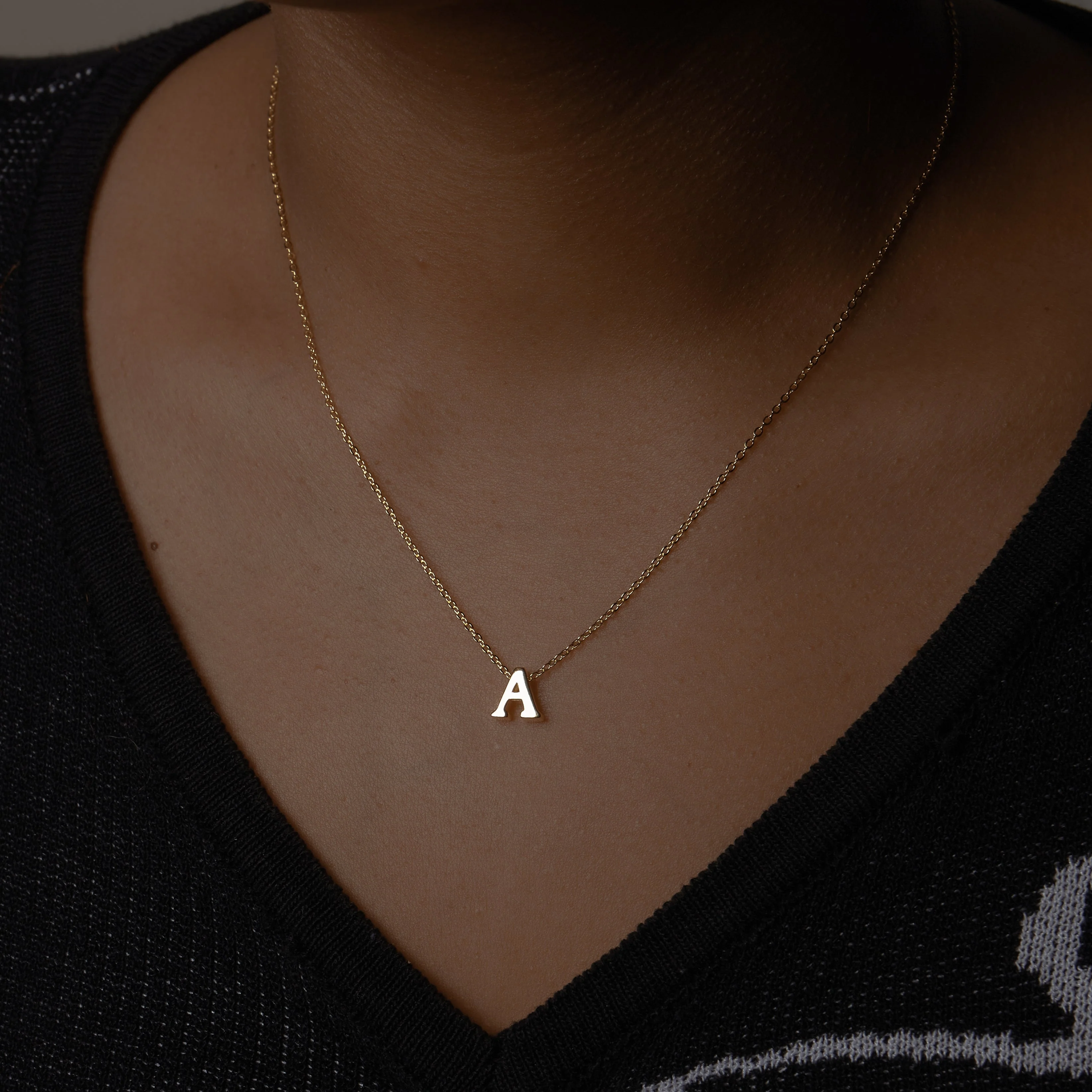 The Tiny Single Initial Block Necklace - Image 3