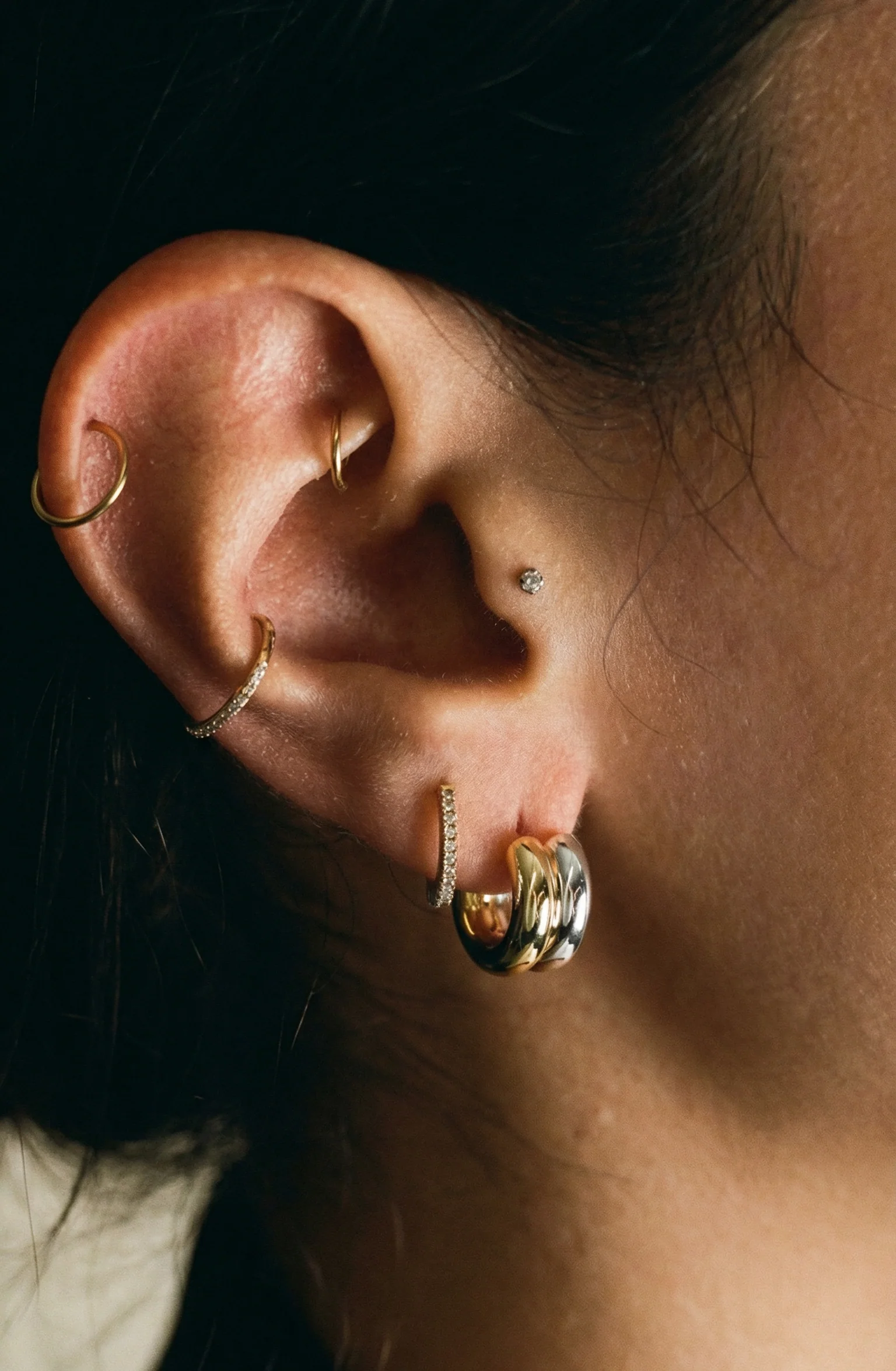 THE TWO TONE MINI HUGGIE HOOPS - Image 2